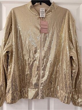 Serra Gold Sequin Bomber Jacket